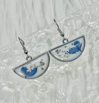 Image 1 of SILVER HALF CIRCLE FLORAL DANGLES