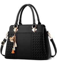 Image 1 of Black Faux Leather Satchel 