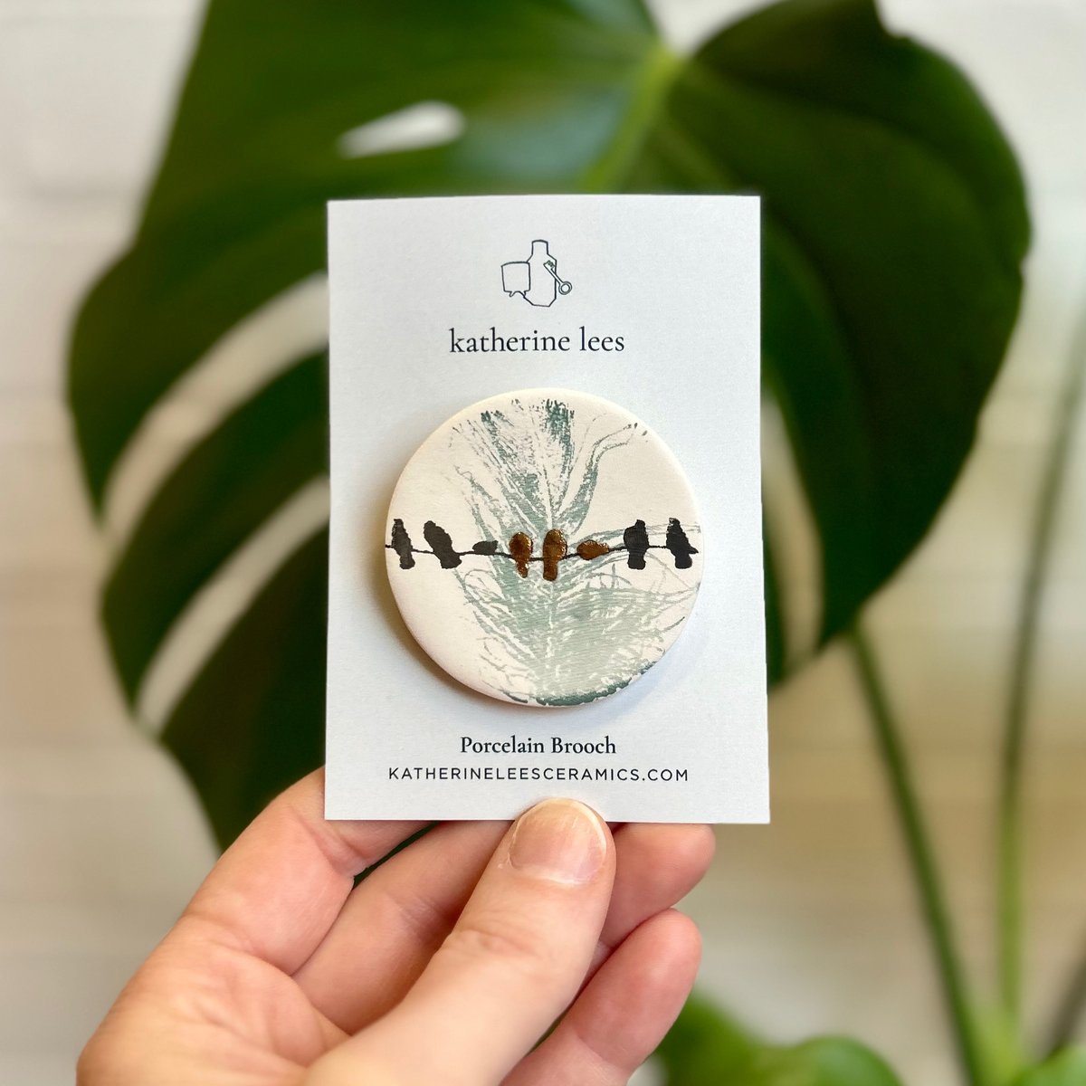 Large screen printed brooch