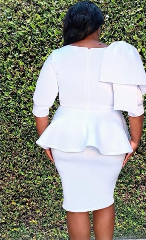 Image of Plus Size Bow Shoulder Midi Dress