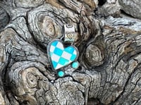 Image 1 of Aroura Opal Checkered Heart & Sleeping Beauty Heart Pendant