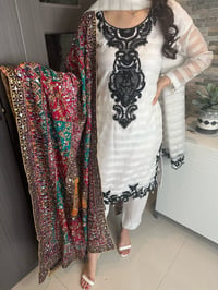 Image 3 of White with mirror dupatta