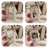 Image 4 of French Ephemera Box of lace samples and a lace sample snippet book with pink trim