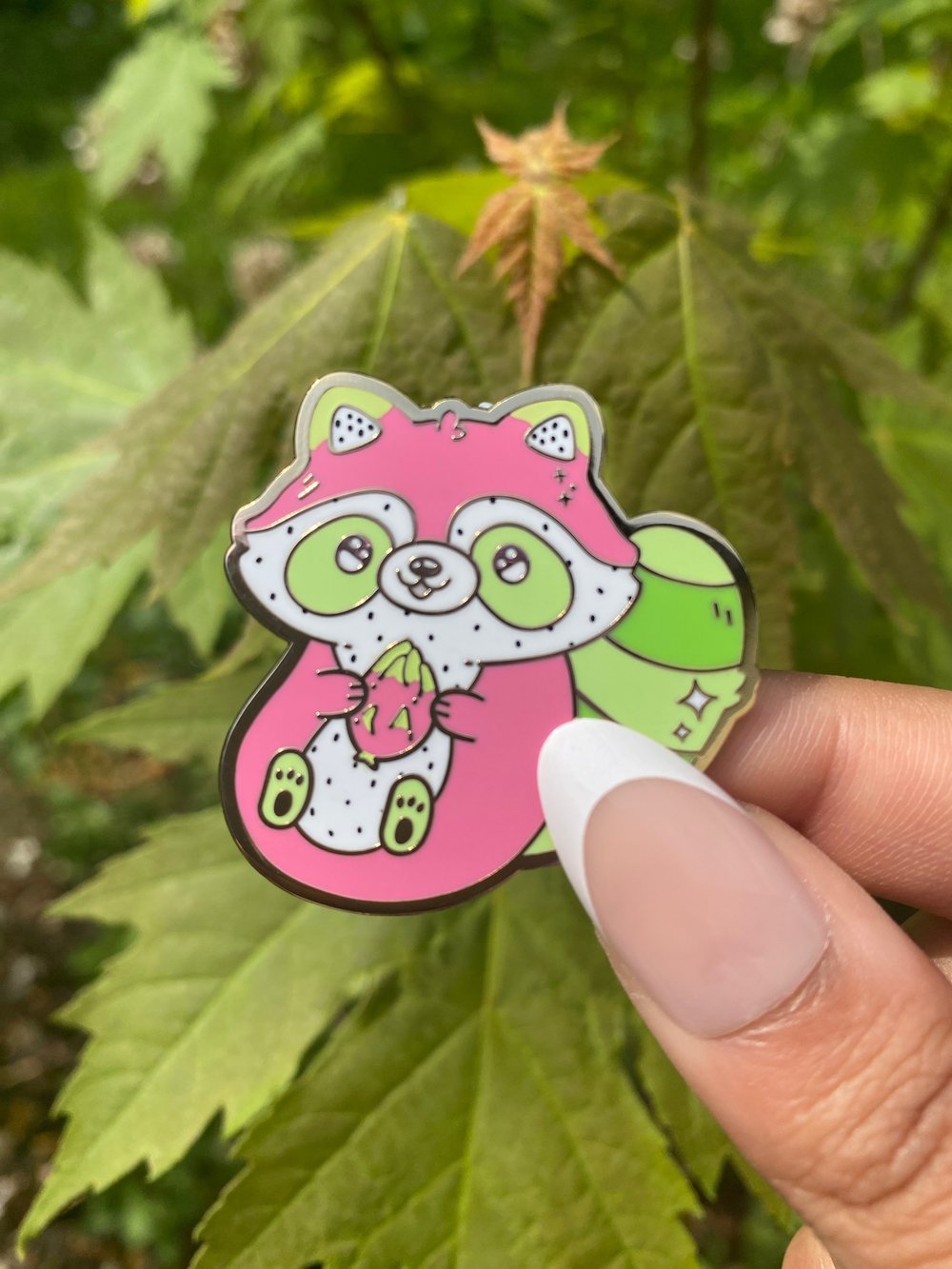 Raccoon and Peach Enamel Pin Raccoon and Peach Enamel Pin