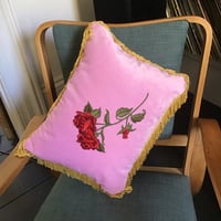 Image 6 of Pink velvet, red rose cushion