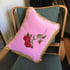 Pink velvet, red rose cushion Image 6