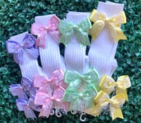 Image 1 of Pastel lace socks and bow sets 