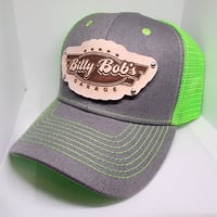 Image 2 of Synder snapback leather patch hat Gray & Electric Green 