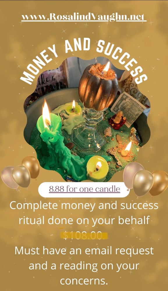 Image of MONEY SUCCESS RITUALS 1 CANDLE OR MULTIPLE DAYS RITUAL