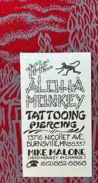 Image 2 of Mike Malone art VINTAGE Aloha Monkey Biz card