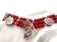 Image 5 of Red stiletto beaded Watchband/38/40mm