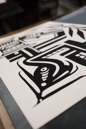 Image of 'SNAKEPLANT' Linocut A2 Print