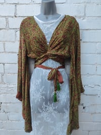 Image 3 of Stevie sari top with tassle- greens