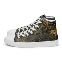 Image 17 of Tattered Look Goth Inspired Black, Gray and Gold Women’s high top canvas shoes