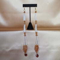 Image 1 of 3 tier simple Dentalium earrings (brown)