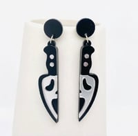 Image 2 of Ghost Face Knife Earrings 