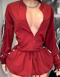 Image 1 of Burgundy Windbreaker Jacket and Skirt Set