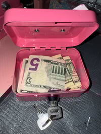 Image 2 of Pink Mini Junk Penny Bank Lock Box 