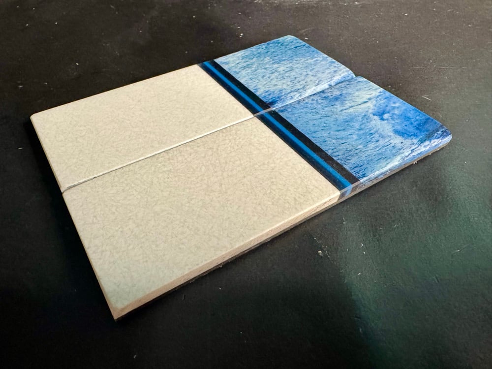 Image of Giraffe Bone & White Glass GLOW Segmented Knife Scales