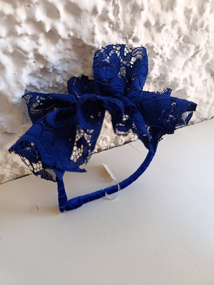 Image of Cerchietto rouches pizzo blu cina 