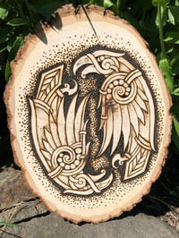 Image 1 of Huginn and Muninn- Raven Wood-burning 