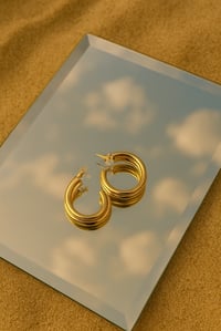 Image 3 of Curve Gold Hoop Earrings