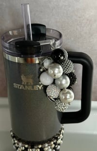 Image 1 of Black, White & Silver Glam Tumbler Straw Bauble