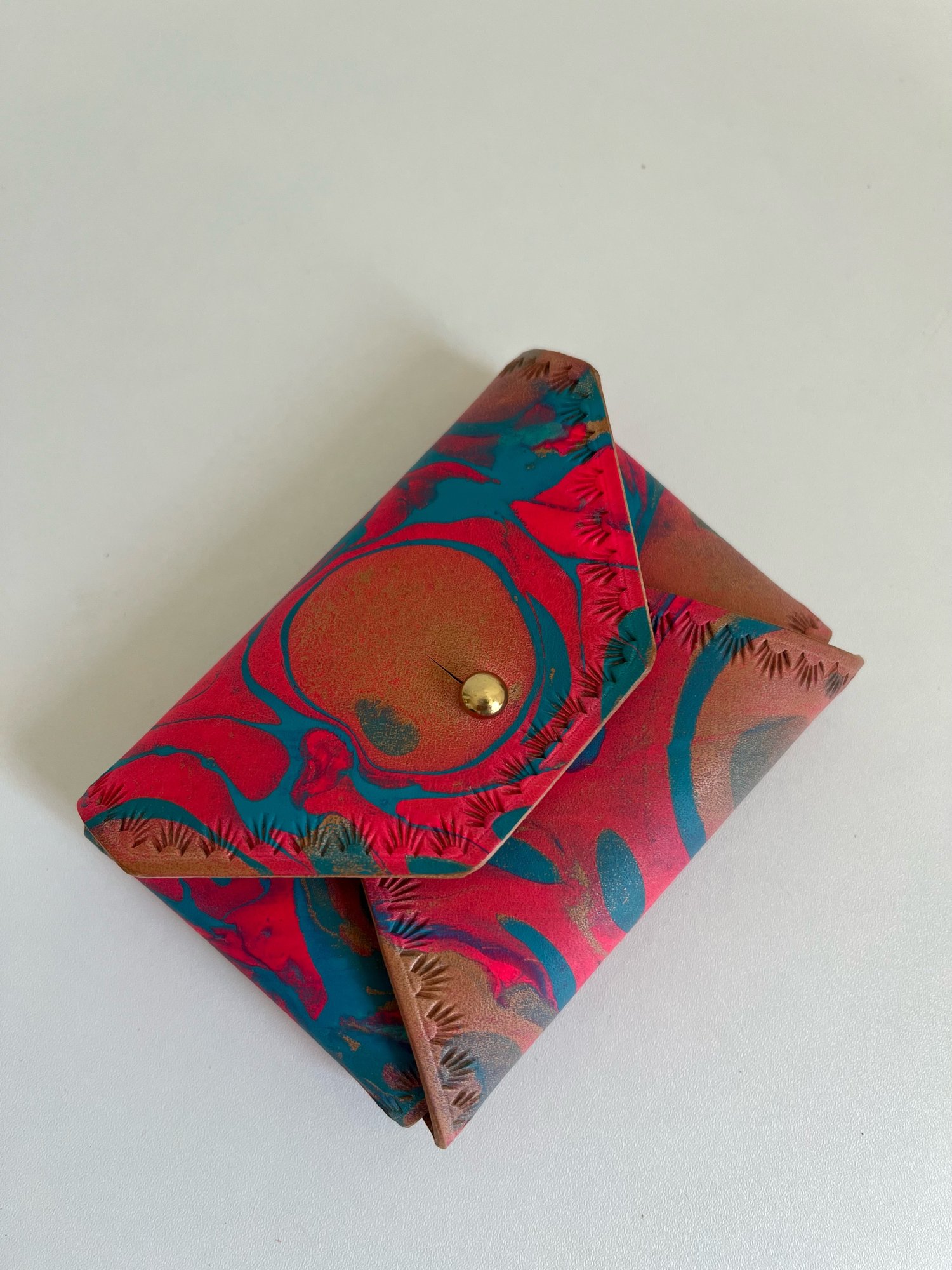 Image of Hot Pink/Turquoise Marbled “No Stitch” Card Wallet 