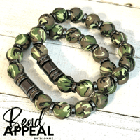 Image 3 of Army Fatigue Silicone Bead Bracelet w/Gold & Gunmetal Hematite