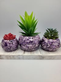 Image 1 of Handmade Resin Bowl with Lepidolite Crystals | Planter | Candle Holder - 3 Sizes