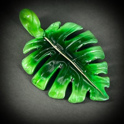 Image of Emerald Green Monstera Leaf Pendant