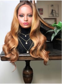Image 1 of ZOEY | 26” DEEP T PART GOLDEN BROWN LACE FRONT WIG 