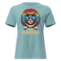 Image 4 of Stay Pawsitive Cat Women's Shirt – Cute Retro Cat Graphic Tee | Positive Cat Lover Shirt