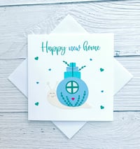 Image 1 of Happy New Home Snail Moving House Handmade Card - Cute Card for Housewarming
