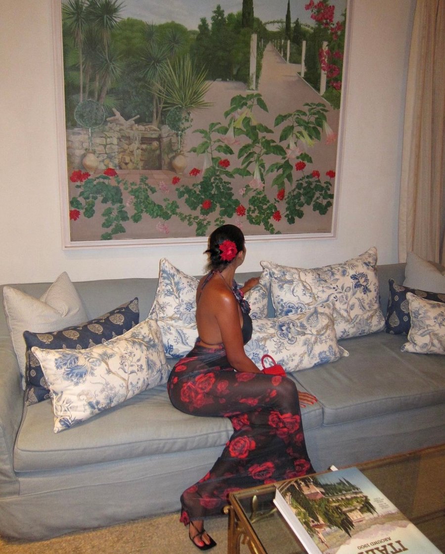 Image of ROSE PRINT SHEER MESH MAXI DRESS (SMALL)