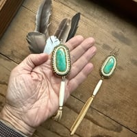 Image 2 of Turquoise Cabochon Beaded Earrings