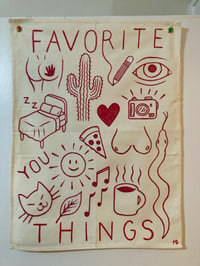 Image 1 of 'Favorite Things' Ink Drawing Wall Banner