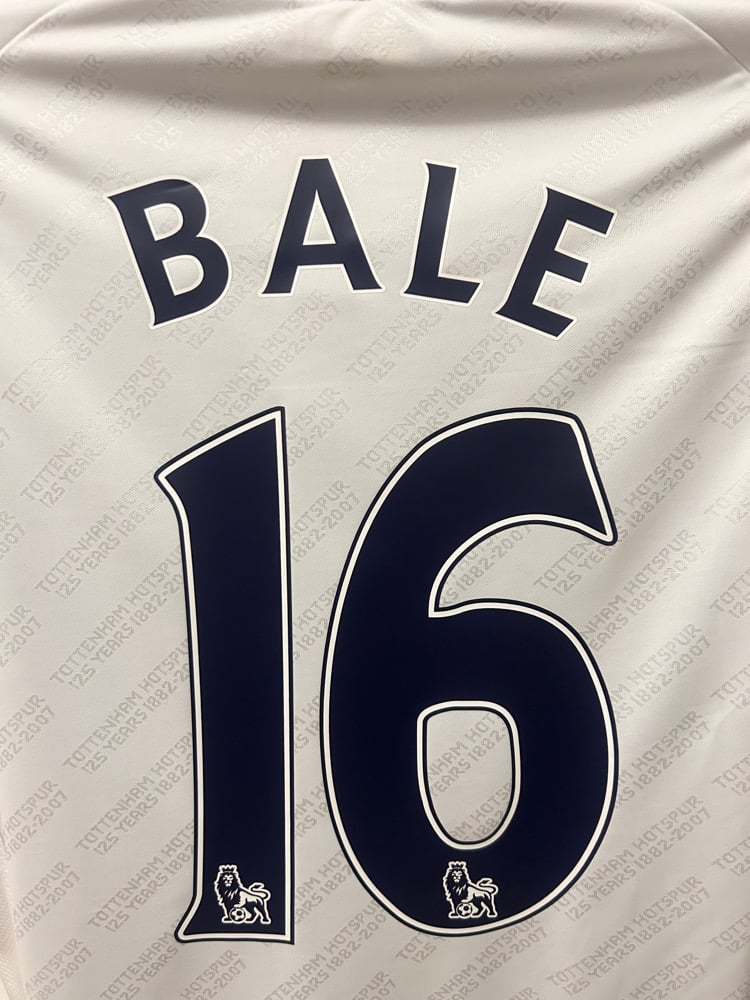 Image of NEW Tottenham Hotspur “BALE 16” 2007/08 Home Shirt + PL patches (M) 