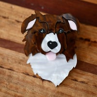 Floss the chocolate border collie  brooch  