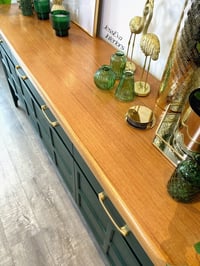 Image 5 of Mid century modern vintage Nathan Squares SIDEBOARD / TV CABINET / DRINKS CABINET painted in green