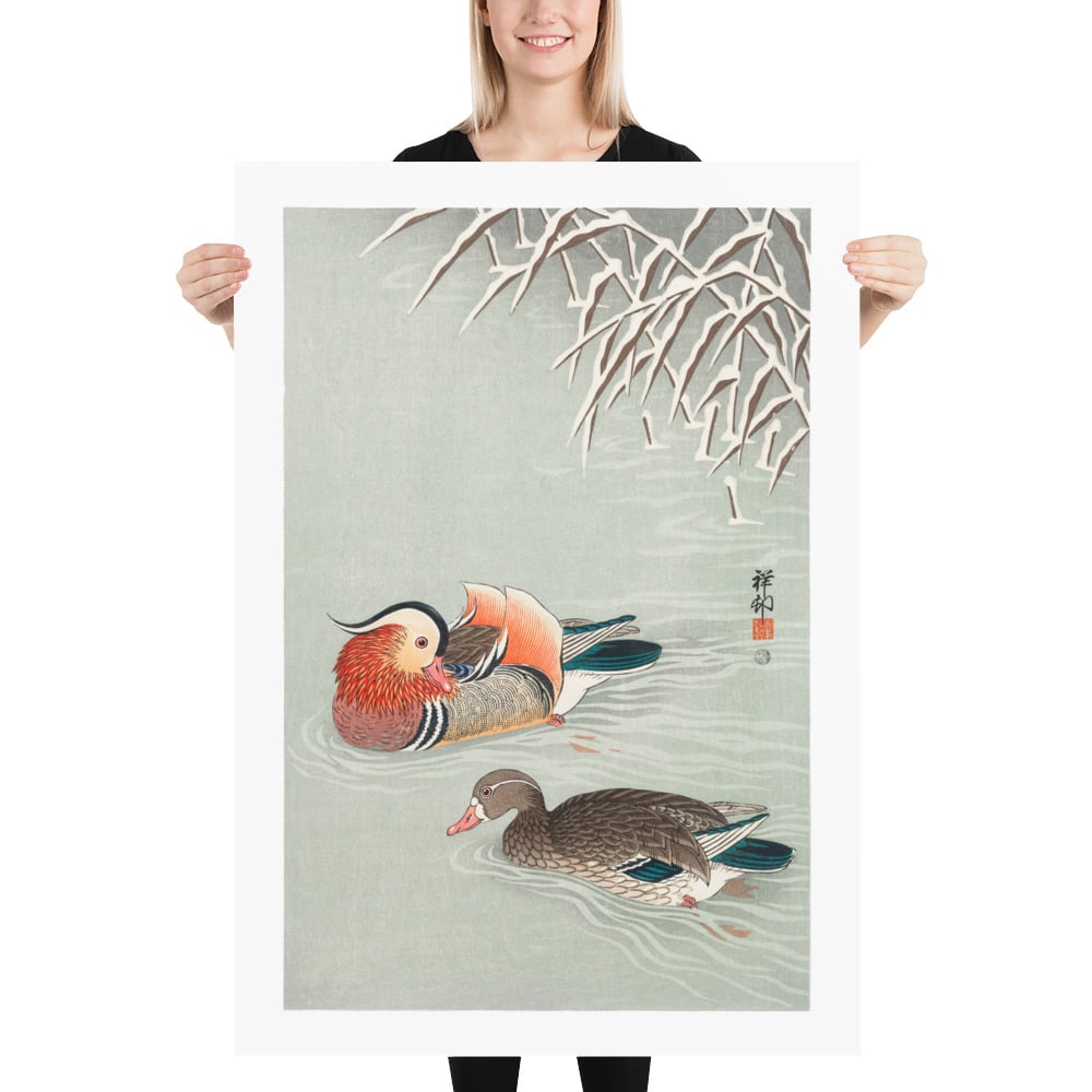 Mandarin ducks - by Ohara Koson - Poster