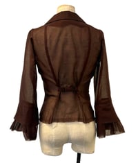 Image 2 of Ralphie Boy sheer chocolate cotton voile zip-front jacket with adjustable back belt”