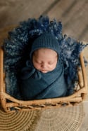 Steel Blue Newborn Bonnet & Wrap Photography Prop Set