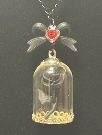 Image 2 of Black rose in glass cloche chain necklace 