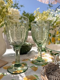 Image 1 of Green Floral Wine Glasses ( Set of 2 )
