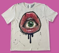 Image 1 of “HUNGRY EYE” CUSTOM PAINTED T-SHIRT 2XL