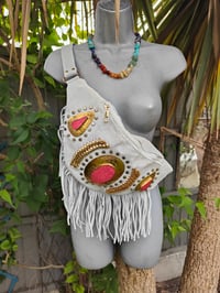 Image 6 of Dolly Bum bag suede fringe tassels WHITE and Moroccan Stone