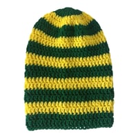 Image 1 of Green and Yellow Slouchy Beanie