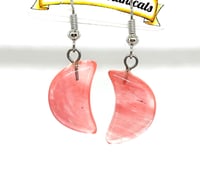 Image 1 of Cherry Quartz Moon Earrings
