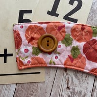 Image 2 of “Coral Pink Pumpkins” Quilted Hot/Cold Cup Cozy